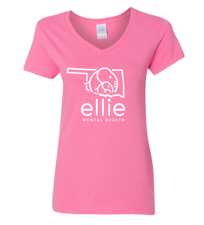 Oklahoma Logo Ellie Mental Health Short Sleeve V-Neck T-Shirt (5v00L)