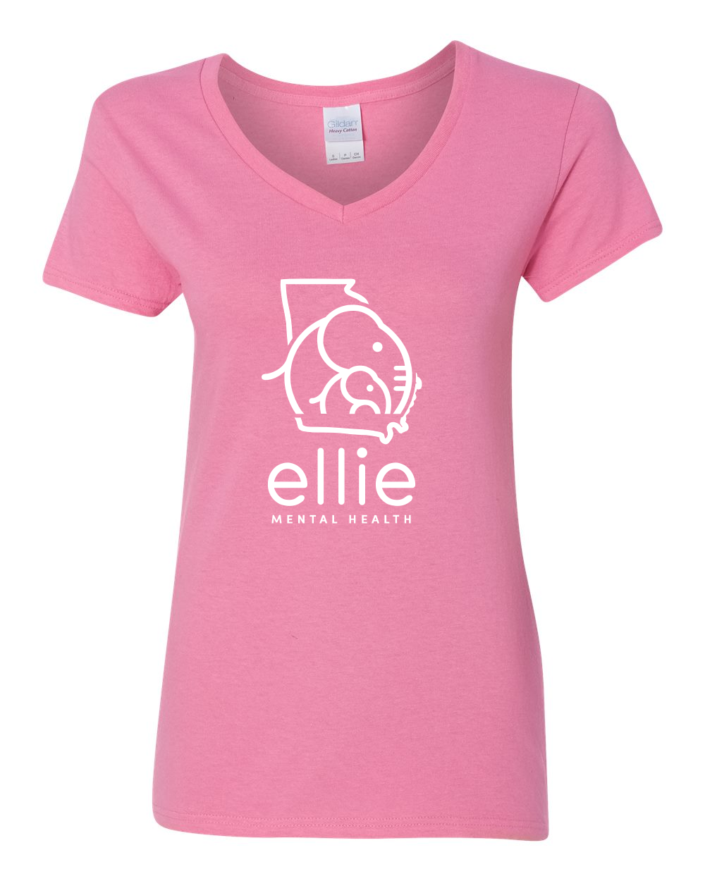Georgia Logo Ellie Mental Health Short Sleeve V-Neck T-Shirt (5v00L)