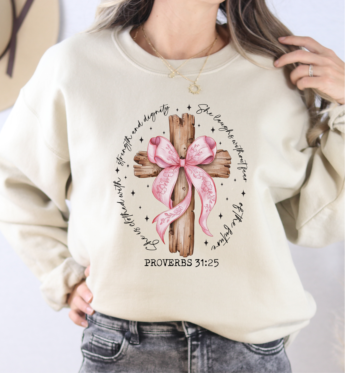 Proverbs 31:25 Crewneck Sweatshirt