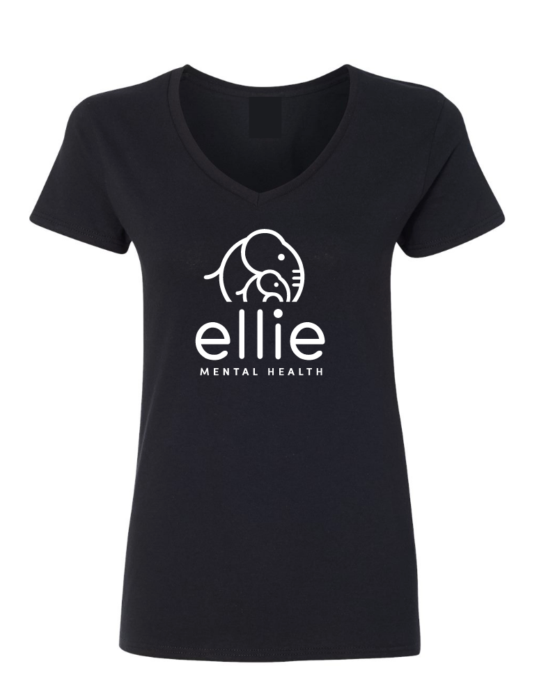 Original Logo Ellie Mental Health Short Sleeve V-Neck T-Shirt (5v00L)