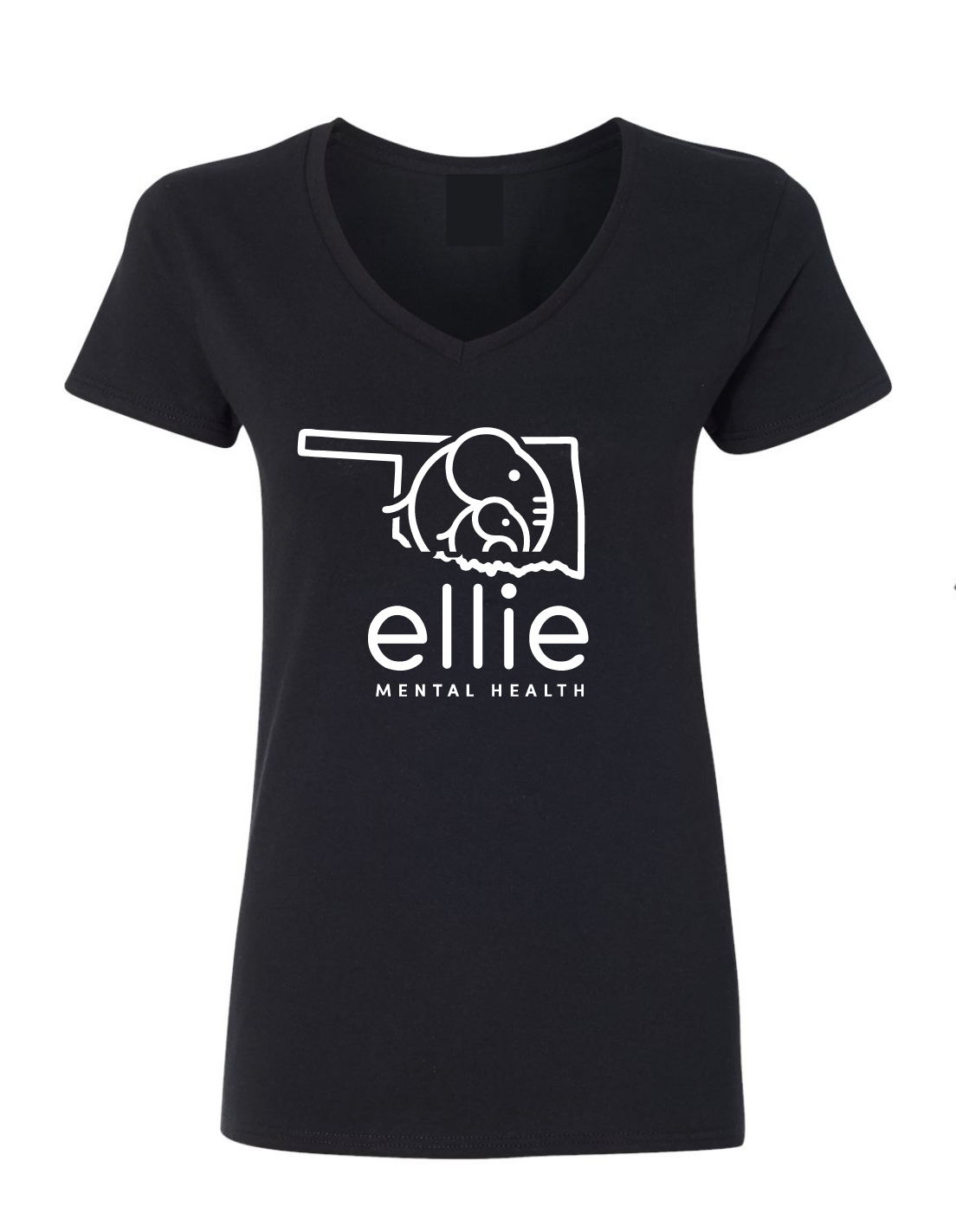 Oklahoma Logo Ellie Mental Health Short Sleeve V-Neck T-Shirt (5v00L)