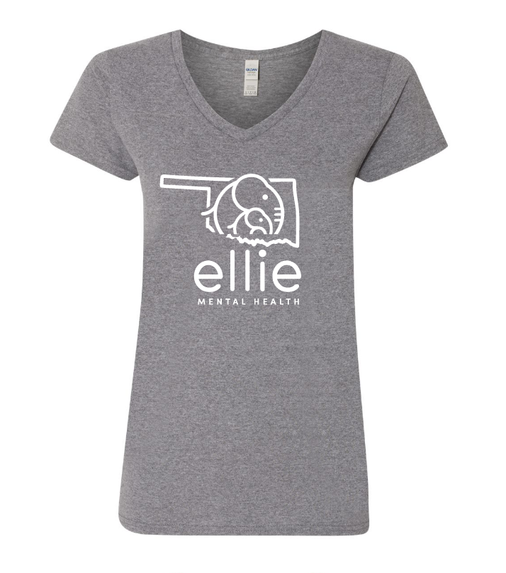 Oklahoma Logo Ellie Mental Health Short Sleeve V-Neck T-Shirt (5v00L)