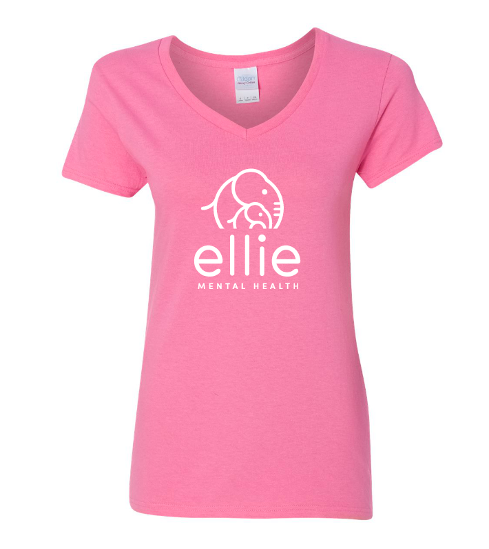 Original Logo Ellie Mental Health Short Sleeve V-Neck T-Shirt (5v00L)