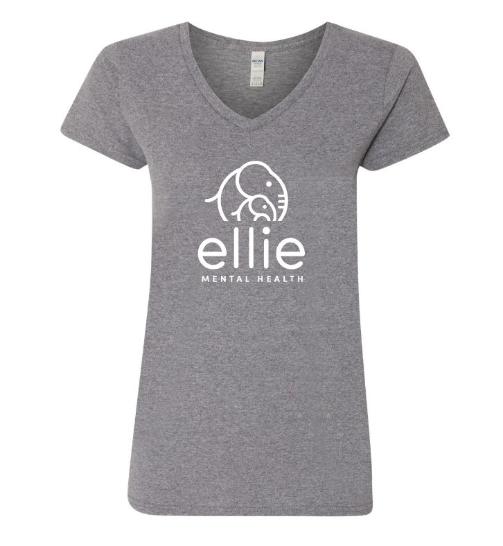 Original Logo Ellie Mental Health Short Sleeve V-Neck T-Shirt (5v00L)