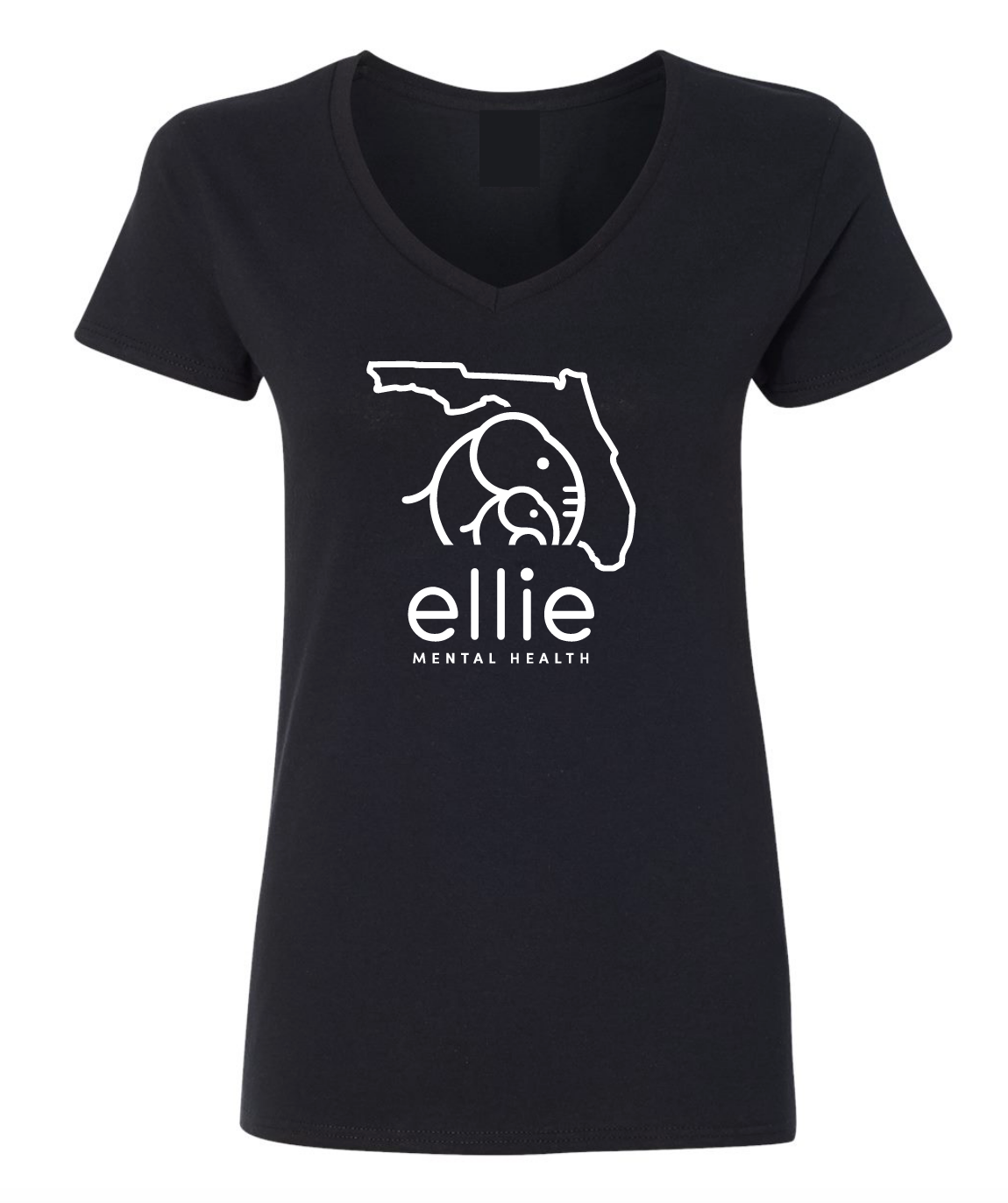 Florida Logo Ellie Mental Health Short Sleeve V-Neck T-Shirt (5v00L)
