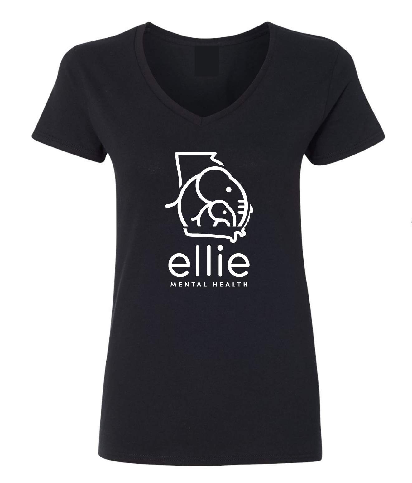 Georgia Logo Ellie Mental Health Short Sleeve V-Neck T-Shirt (5v00L)