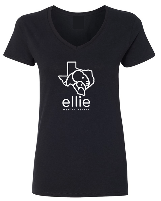Texas Logo Ellie Mental Health Short Sleeve V-Neck T-Shirt (5v00L)