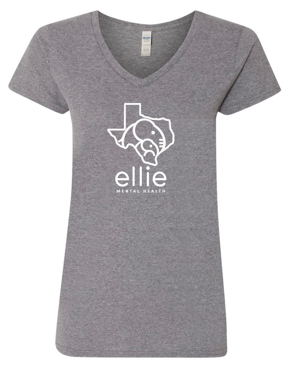 Texas Logo Ellie Mental Health Short Sleeve V-Neck T-Shirt (5v00L)